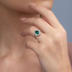 1,85 Karat Pırlanta Zümrüt Yüzük - PR00221 - 4