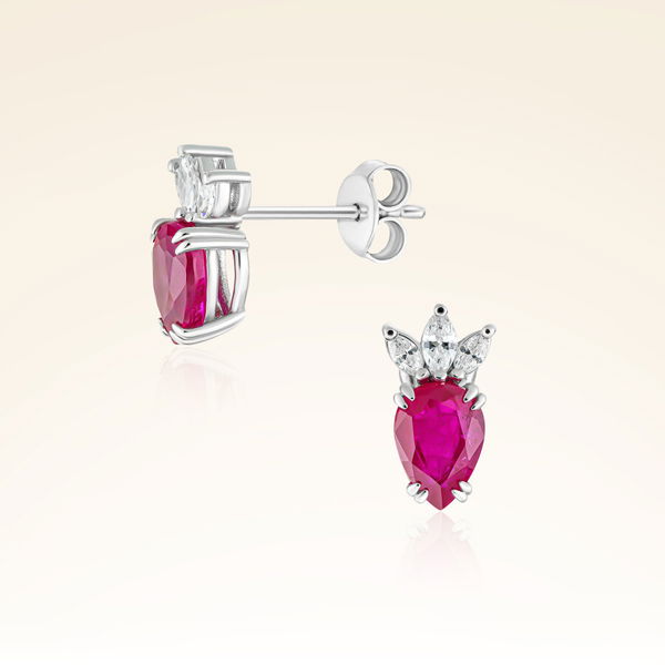 1,65 Karat Pırlantalı Yakut Küpe - Pare Pırlanta