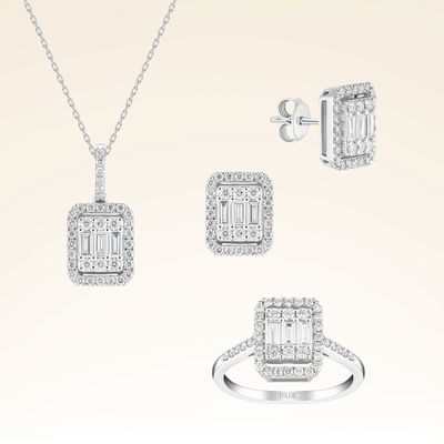 2 Karat Baget Pırlanta Set - Pare Pırlanta