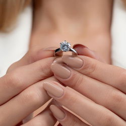 F Renk 2,00 Karat HRD Sertifikalı Tektaş Pırlanta Yüzük - 6