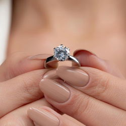 F Renk 2,00 Karat HRD Sertifikalı Tektaş Pırlanta Yüzük - 7