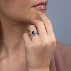 2,10 Karat Fantezi Safir Pırlanta Yüzük - PR00374 - 4