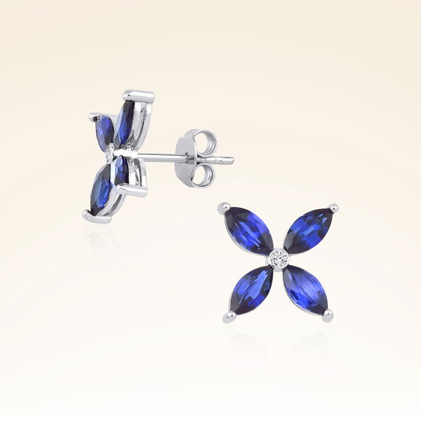 2,18 Karat Pırlanta Safir Küpe - Pare Pırlanta