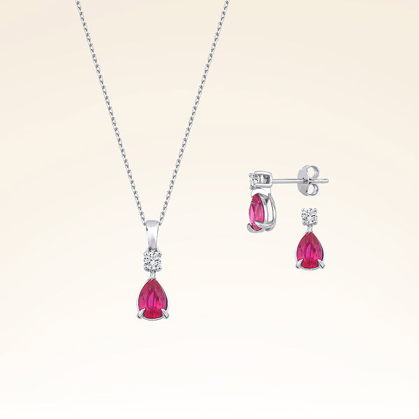 2,25 Karat Pırlantalı Yakut Set - Pare Pırlanta