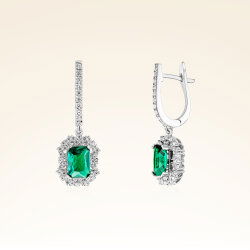 2,38 Karat Pırlantalı Zümrüt Küpe - PR00552 - 1