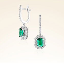 2,38 Karat Pırlantalı Zümrüt Küpe - 1