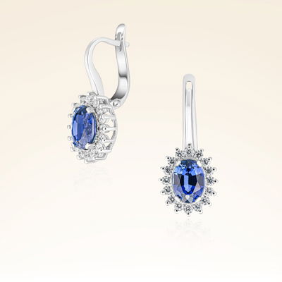 2,45 Karat Pırlanta Safir Küpe - Pare Pırlanta