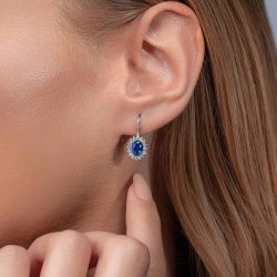 2,45 Karat Pırlanta Safir Küpe - PR00726 - 3
