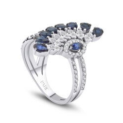 2,52 Karat Pırlantalı Safir Yüzük - P0002095 - 2