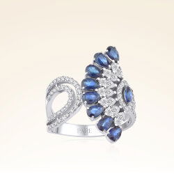 2,52 Karat Pırlantalı Safir Yüzük - 1