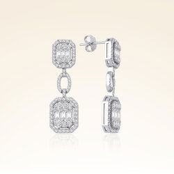 2,69 Karat Pırlantalı Baget Küpe - 1