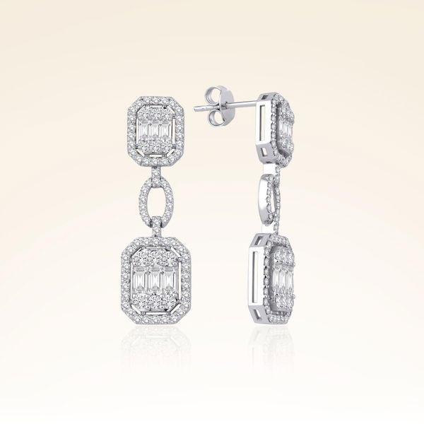 2,69 Karat Pırlantalı Baget Küpe - Pare Pırlanta