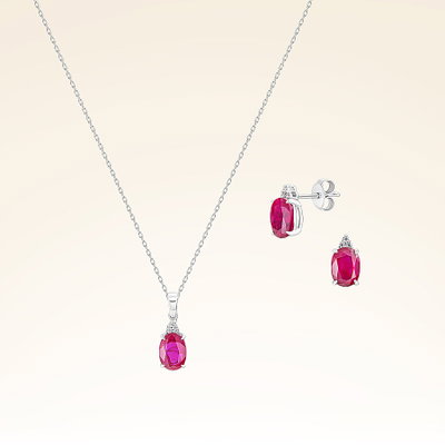 2,70 Karat Pırlantalı Yakut Set - Pare Pırlanta