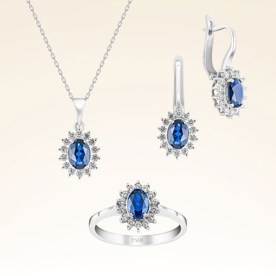 3,19 Karat Safir Pırlanta Set - Pare Pırlanta