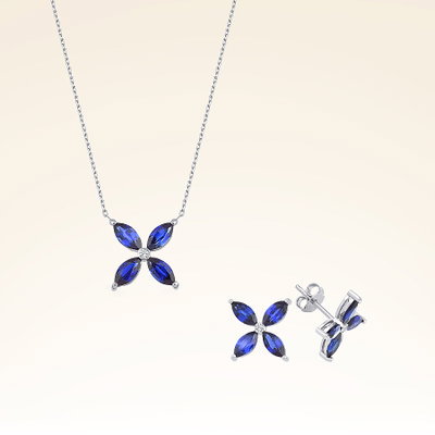 3,27 Karat Pırlantalı Safir Set - Pare Pırlanta