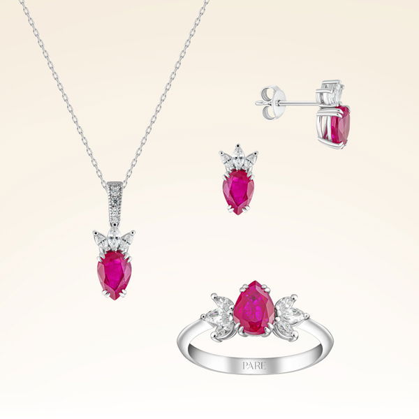 3,5 Karat Yakut Pırlanta Set - Pare Pırlanta