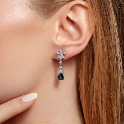 3,62 Karat Pırlantalı Safir Fantezi Küpe - Pare Pırlanta