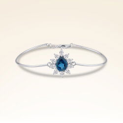 3,87 Karat Damla Pırlantalı London Blue Topaz Bileklik - 1