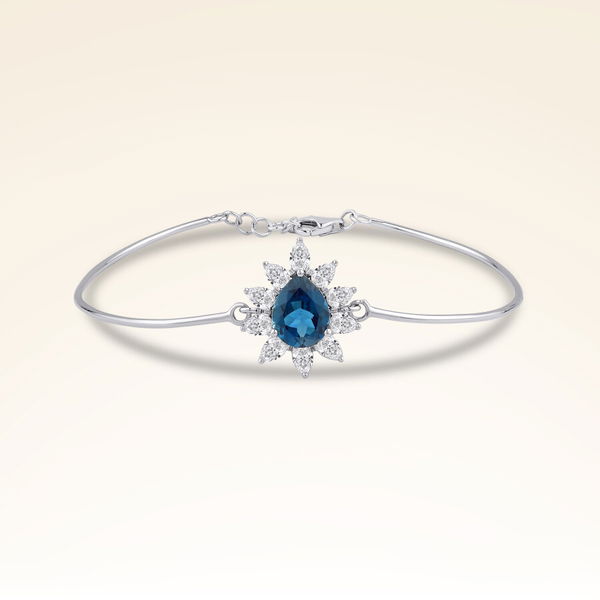 3,87 Karat Damla Pırlantalı London Blue Topaz Bileklik - Pare Pırlanta