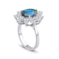 4,25 Karat Pırlantalı Safir Yüzük - P0001147 - 2