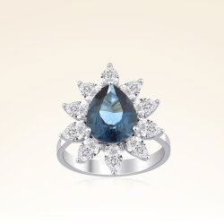 4,25 Karat Pırlantalı Safir Yüzük - 1