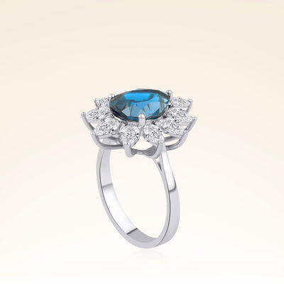 4,25 Karat Pırlantalı Topaz Yüzük - Pare Pırlanta