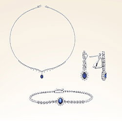 4,38 Karat Pırlantalı Safir Set - 1