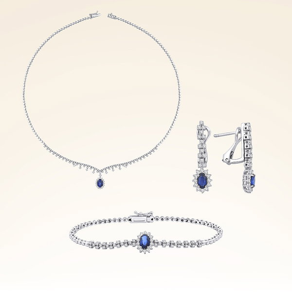 4,38 Karat Pırlantalı Safir Set - Pare Pırlanta