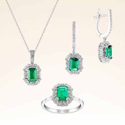 4,60 Karat Zümrüt Pırlanta Set - Pare Pırlanta
