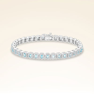 5,10 Karat Pırlantalı Swiss Blue Topaz Suyolu Bileklik - Pare Pırlanta