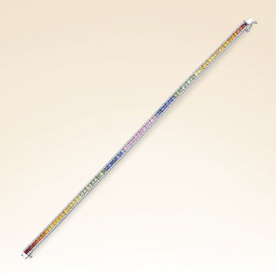 6,50 Karat Pırlantalı Safir Rainbow Bileklik - Pare Pırlanta