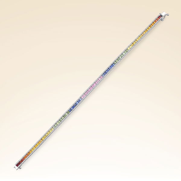 6,50 Karat Pırlantalı Safir Rainbow Bileklik - Pare Pırlanta