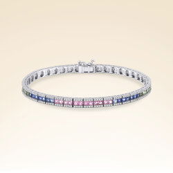 6,50 Karat Pırlantalı Safir Rainbow Bileklik - 1