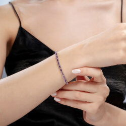 8,25 Karat Pırlanta Ametist Bileklik - 3