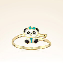 Altın Paye Panda Ayarlanabilir Çocuk Yüzük - 1