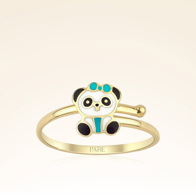 Altın Paye Panda Ayarlanabilir Çocuk Yüzük - Pare Pırlanta