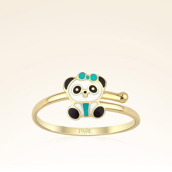 Altın Paye Panda Ayarlanabilir Çocuk Yüzük - Pare Pırlanta