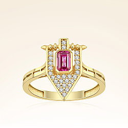 Altın Pembe Baget Taşlı Vintage Yüzük - 1