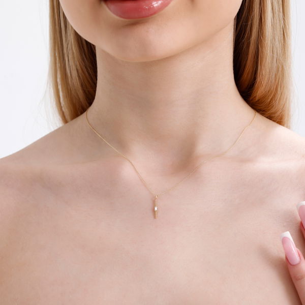 0,03 Karat Baget Pırlanta Çıtır Kolye - Pare Pırlanta