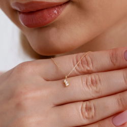 0,04 Karat Baget Pırlanta Çıtır Kolye - 4