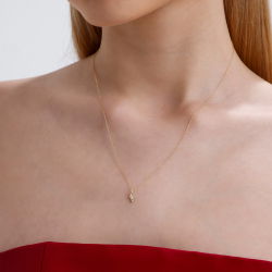 0,04 Karat Baget Pırlanta Çıtır Kolye - 2