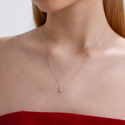 0,04 Karat Baget Pırlanta Çıtır Kolye - Pare Pırlanta