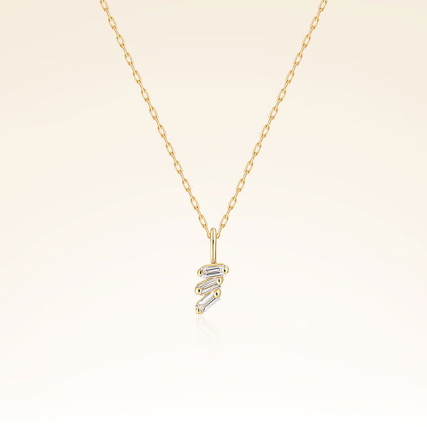 0,04 Karat Baget Pırlanta Çıtır Kolye - Pare Pırlanta