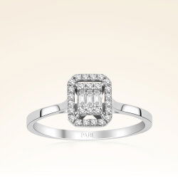 0,18 Karat Baget Pırlanta Yüzük - 1