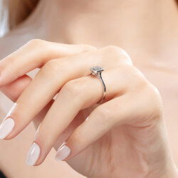 0,18 Karat Baget Pırlanta Yüzük - 5