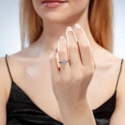 0,18 Karat Baget Pırlanta Yüzük - 4