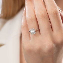 0,33 Karat Baget Pırlanta Yüzük - PR01115 - 2