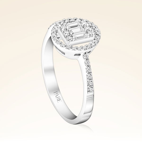 0,38 Karat Kolu Taşlı Baget Pırlanta Yüzük - Pare Pırlanta