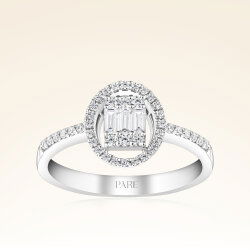 0,38 Karat Kolu Taşlı Baget Pırlanta Yüzük - 1