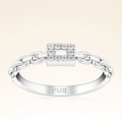 0,12 Karat Zincir Kollu Baget Pırlanta Yüzük - 1